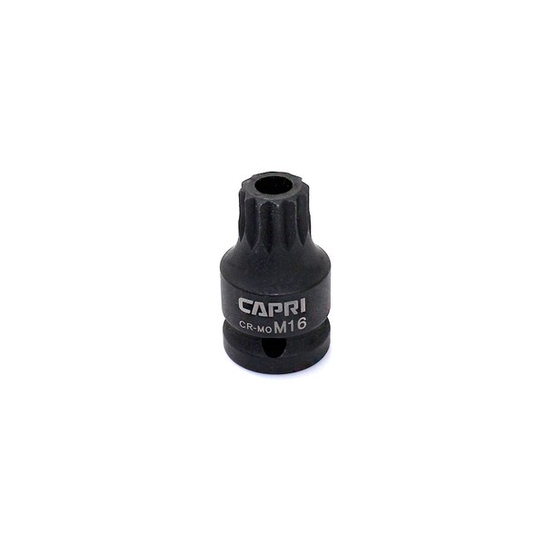 Capri Tools 1/2 in Drive 16 mm XZN Triple Square Impact Bit Socket CP30071